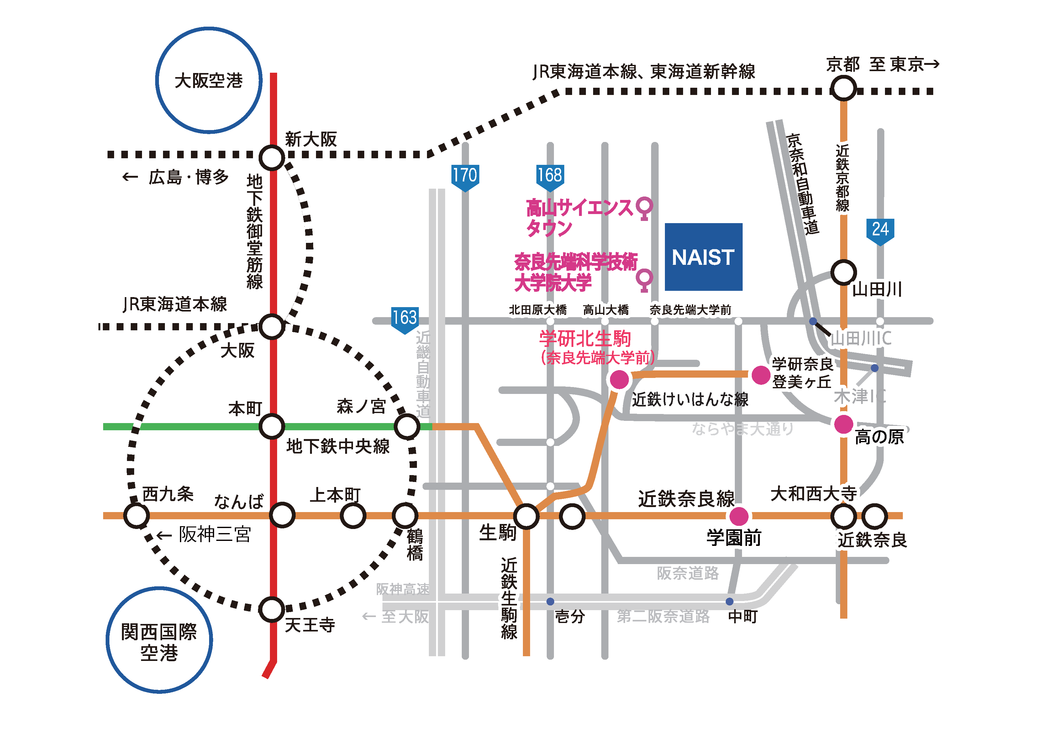 マップ:NAISTまでの路線図
