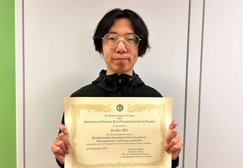 Po-Yen WU (Robot Learning Lab) chosen as International Session Best Presentation Award Finalist